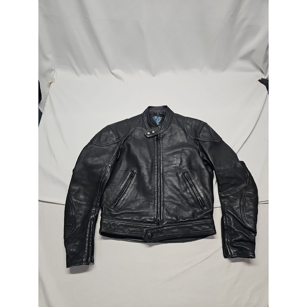 Vintage Vetter Leather Jacket Small Black Moto Biker Motorcycle 1990s Nice VTG